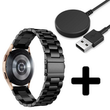 Strap-it GW5 - stalen band (zwart) + Oplader - Batch 2 (06-2023)