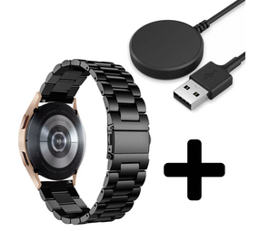 Strap-it GW5 - stalen band (zwart) + Oplader - Batch 2 (06-2023)