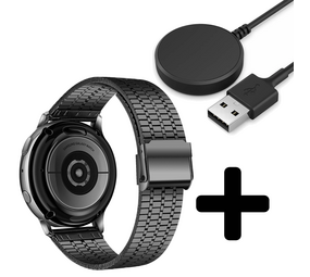Strap-it GW5 - roestvrij stalen band (zwart) + Oplader - Batch 2 (06-2023)