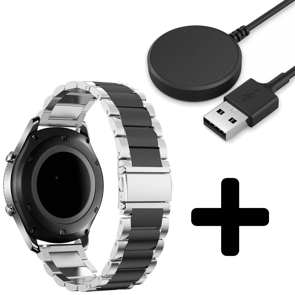 Strap-it Strap-it Bandje geschikt voor Samsung Galaxy Watch 5 (40mm / 44mm / Pro) bandje stalen band (zilver/zwart) - Incl. Oplader geschikt voor Samsung Galaxy Watch 5 40 mm / 44 mm / Pro (oplaadkabel) Strap-it Strap-it Bandje geschikt voor Samsung Galaxy Watch 5 (40mm / 44mm / Pro) bandje stalen band (zilver/zwart) - Incl. Oplader geschikt voor Samsung Galaxy Watch 5 40 mm / 44 mm / Pro (oplaadkabel)