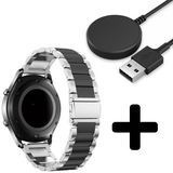 Strap-it GW5 - stalen band (zilver/zwart) + Oplader - Batch 2 (06-2023)