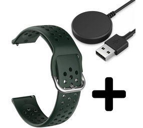 Strap-it GW5 - siliconen bandje met gaatjes (legergroen) + Oplader - Batch 2 (06-2023)