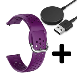 Strap-it GW5 - siliconen bandje met gaatjes (paars) + Oplader - Batch 2 (06-2023)