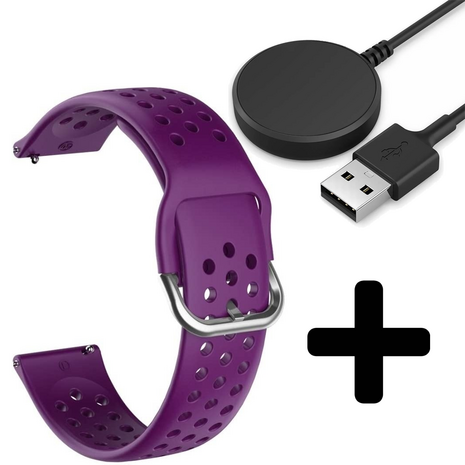 Strap-it Strap-it Bandje geschikt voor Samsung Galaxy Watch 5 (40mm / 44mm / Pro) bandje siliconen bandje met gaatjes (paars) - Incl. Oplader geschikt voor Samsung Galaxy Watch 5 40 mm / 44 mm / Pro (oplaadkabel) Strap-it Strap-it Bandje geschikt voor Samsung Galaxy Watch 5 (40mm / 44mm / Pro) bandje siliconen bandje met gaatjes (paars) - Incl. Oplader geschikt voor Samsung Galaxy Watch 5 40 mm / 44 mm / Pro (oplaadkabel)