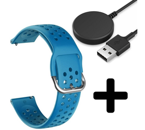 Strap-it GW5 - siliconen bandje met gaatjes (lichtblauw) + Oplader - Batch 2 (06-2023)
