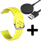 Strap-it GW5 - siliconen bandje met gaatjes (geel) + Oplader - Batch 2 (06-2023)