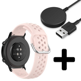 Strap-it GW5 - siliconen bandje met gaatjes (roze) + Oplader - Batch 2 (06-2023)
