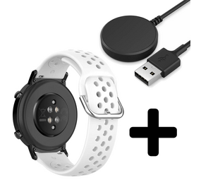 Strap-it GW5 - siliconen bandje met gaatjes (wit) + Oplader - Batch 2 (06-2023)