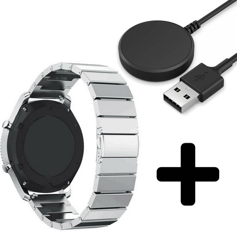 Strap-it Strap-it Bandje geschikt voor Samsung Galaxy Watch 5 (40mm / 44mm / Pro) bandje metalen bandje (zilver) - Incl. Oplader geschikt voor Samsung Galaxy Watch 5 40 mm / 44 mm / Pro (oplaadkabel)