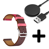 Strap-it GW5 - leren bandje (knalroze/roodbruin) + Oplader - Batch 2 (06-2023)