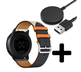 Strap-it GW5 - leren bandje (wit/donkerblauw) + Oplader - Batch 2 (06-2023)