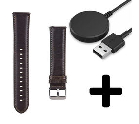 Strap-it GW5 - leren bandje (donkerbruin) + Oplader - Batch 2 (06-2023)