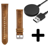 Strap-it GW5 - leren bandje (bruin) + Oplader - Batch 2 (06-2023)