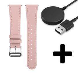 Strap-it GW5 - leren bandje (roze) + Oplader - Batch 2 (06-2023)