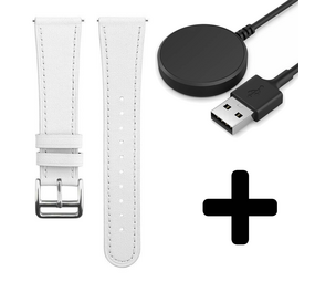 Strap-it GW5 - leren bandje (wit) + Oplader - Batch 2 (06-2023)