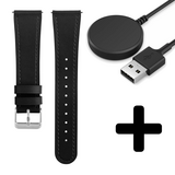 Strap-it GW5 - leren bandje (strak-zwart) + Oplader - Batch 2 (06-2023)