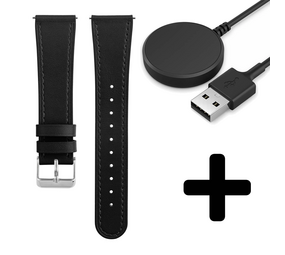 Strap-it GW5 - leren bandje (strak-zwart) + Oplader - Batch 2 (06-2023)