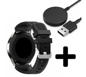 Strap-it GW5 - siliconen bandje (zwart) + Oplader - Batch 2 (06-2023)