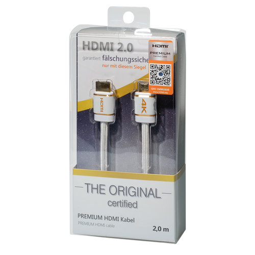 HDMI 2.0 Certified kabel Premium White (4K, 60 Hz UHD)-1.5 meter