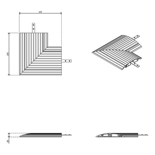 Dataflex Kabelgoot Aluminium Hoekstuk