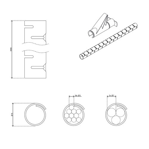 Dataflex Addit kabelrups ø15 mm/3 m & handgereedschap 733