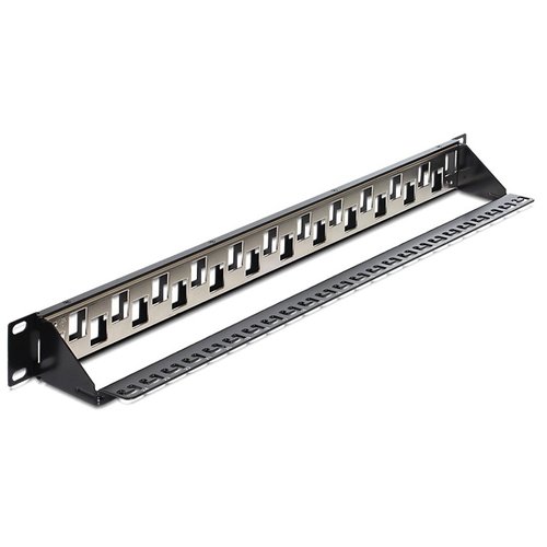 DeLock Keystone 19" Patchpanel - 24 poorts gelaagd (met trekontlasting)