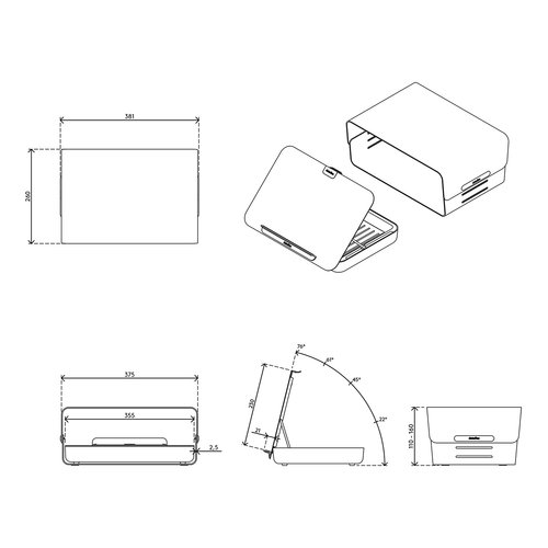 Dataflex Addit Bento® Monitorverhoger set 223 - Zwart