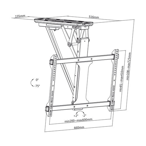 MyWall Elektrische Plafondbeugel HL41M Zwart (32-70 inch)