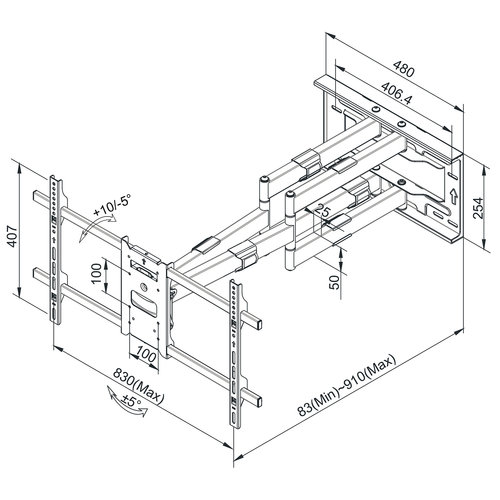 MyWall TV beugel H 27-2 XL - 91 cm