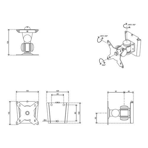 Dataflex ViewMate Style Muurbeugel 032