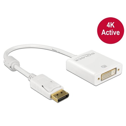 DeLock DisplayPort 1.2 male - DVI female adapter 4K (Active)-Wit