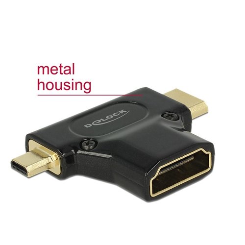 DeLock HDMI female - mini HDMI en Micro HDMI male adapter