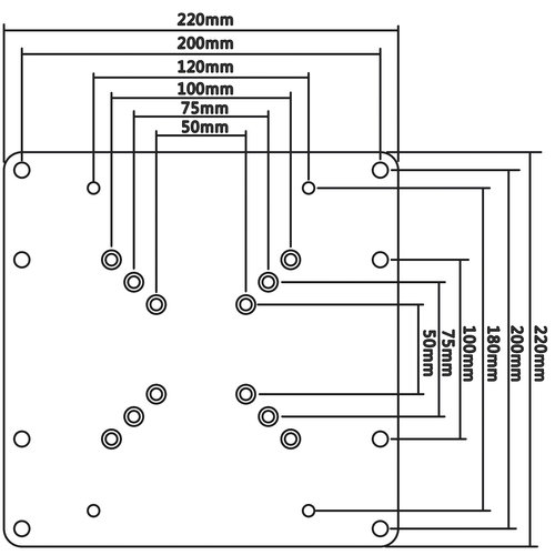 MyWall VESA 50/75/100 naar VESA 100x200, 200x100, 200x200 mm adapter zwart