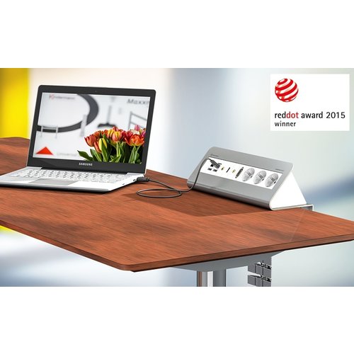 Kindermann CablePort desk² - 6 Voudig - 4x Stroom - 2x Leeg - Brushed