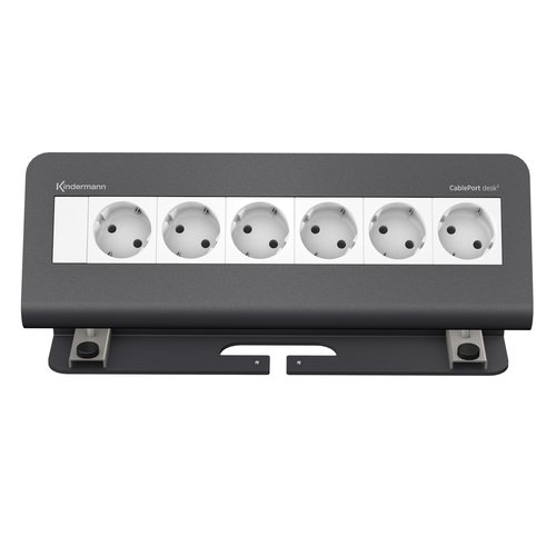 Kindermann CablePort desk² - 6 Voudig - 6x Stroom - Antraciet