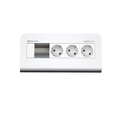 Kindermann Kindermann CablePort desk² 80 - 3x Stroom, 1x Leeg geborsteld Aluminium Kindermann Kindermann CablePort desk² 80 - 3x Stroom, 1x Leeg geborsteld Aluminium