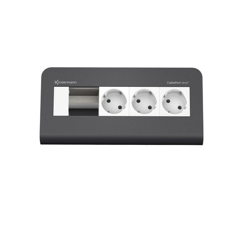Kindermann CablePort desk² 80 - 3x Stroom, 1x Leeg - Antraciet Kindermann CablePort desk² 80 - 3x Stroom, 1x Leeg - Antraciet