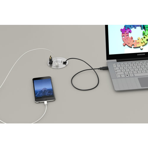Kindermann CablePort table³ - Stroom, USB A oplader en 2x Kabeldoorlaat