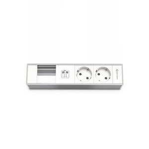 Kindermann CablePort modulehouder - 2x 220V, USB loader en 1x leeg (2 halfsize modules)