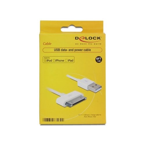 DeLock sync en oplaad kabel voor iPhone, iPod en iPad 1.8 meter