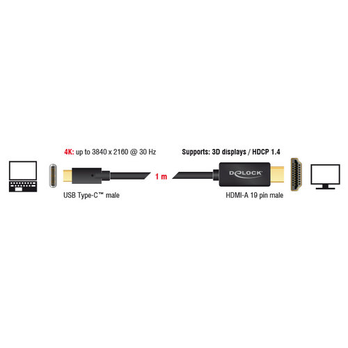 DeLock USB C - HDMI Kabel -3.0 meter