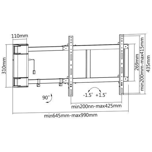 MyWall Elektrische TV Beugel HP 29 "Swing"