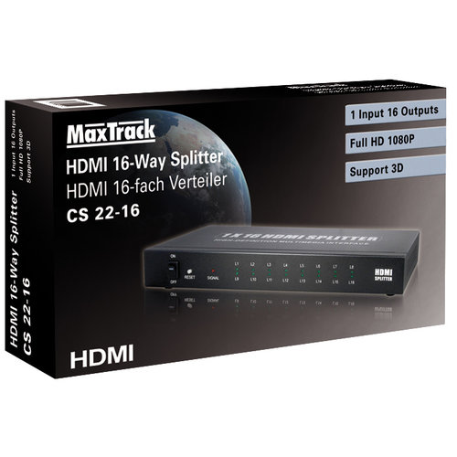 Maxtrack 16 poorts HDMI splitter (Full HD en 3D)