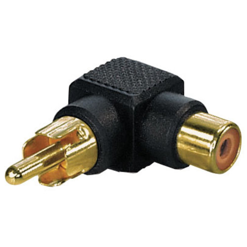 RCA Male - RCA Female haakse 90° adapter-Zwart