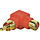 KEM RCA Male - RCA Female haakse 90° adapter-Rood