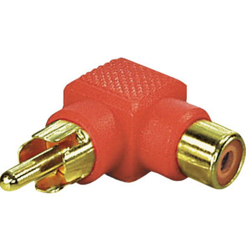 RCA Male - RCA Female haakse 90° adapter-Rood