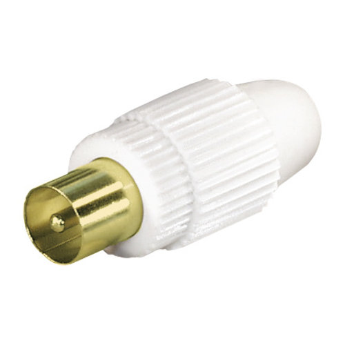 Bulk Coax (IEC) male schroef connector, gold plated 75dB rond