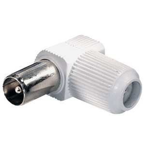 Bulk Coax (IEC) male schroef connector, 75dB Haakse uitvoering