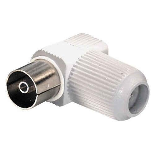 Bulk Coax (IEC) female schroef connector, 75dB Haakse uitvoering