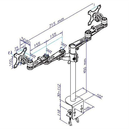 Braca Monitorsteun voor 2 schermen - BRC91133